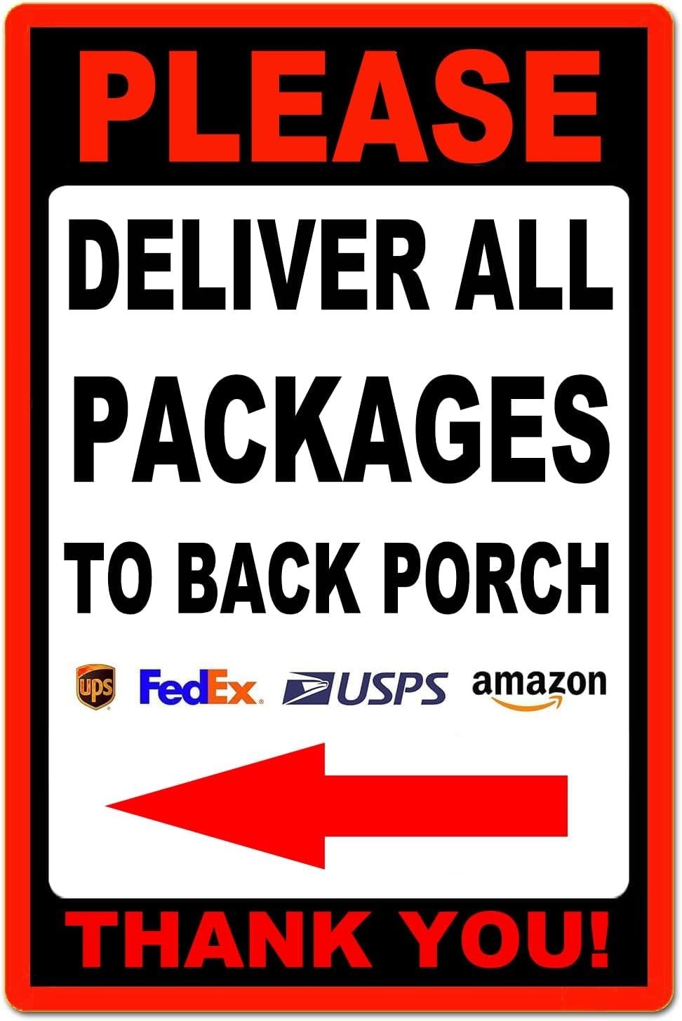 Weather-Resistant Aluminum Delivery Sign 12x8in – Clear Package Instructions
