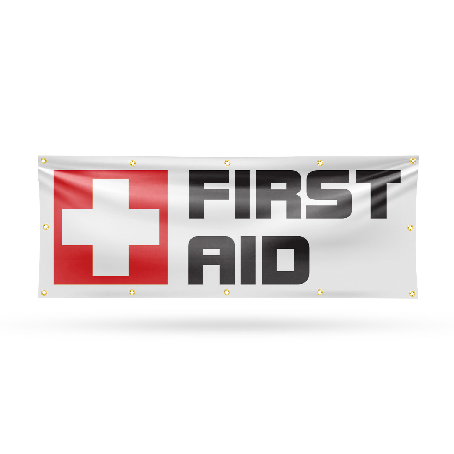First Aid 13 oz Vinyl Banner Sign with Metal Grommets Heavy-Duty Single-Sided