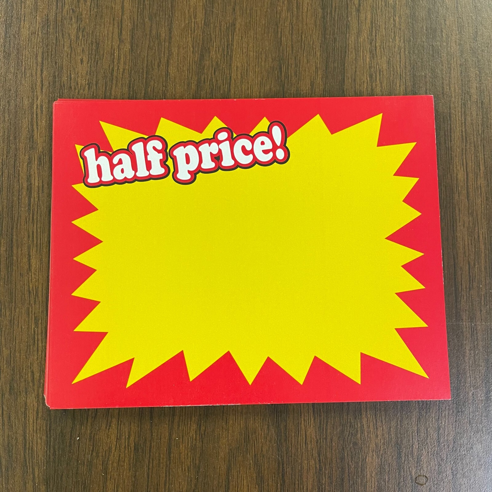 RETAIL STORE SALE PRICE SIGNS CARDS 5.5&Prime;X7&Prime; Half Price-30 total pieces