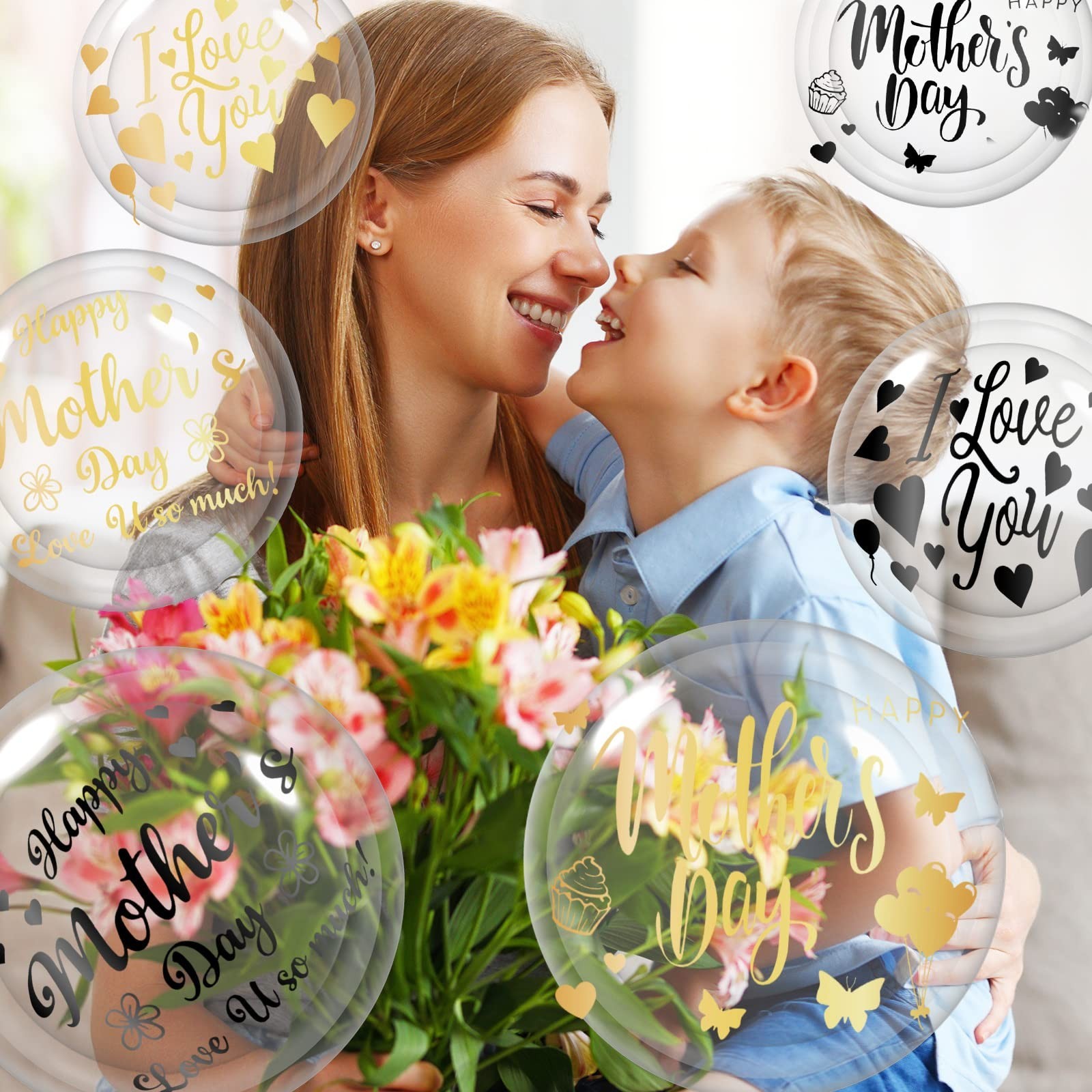 Estune 60 Sheets Happy Mother&rsquo;s Day Balloons Stickers Mother&rsquo;s Day Party Supp…