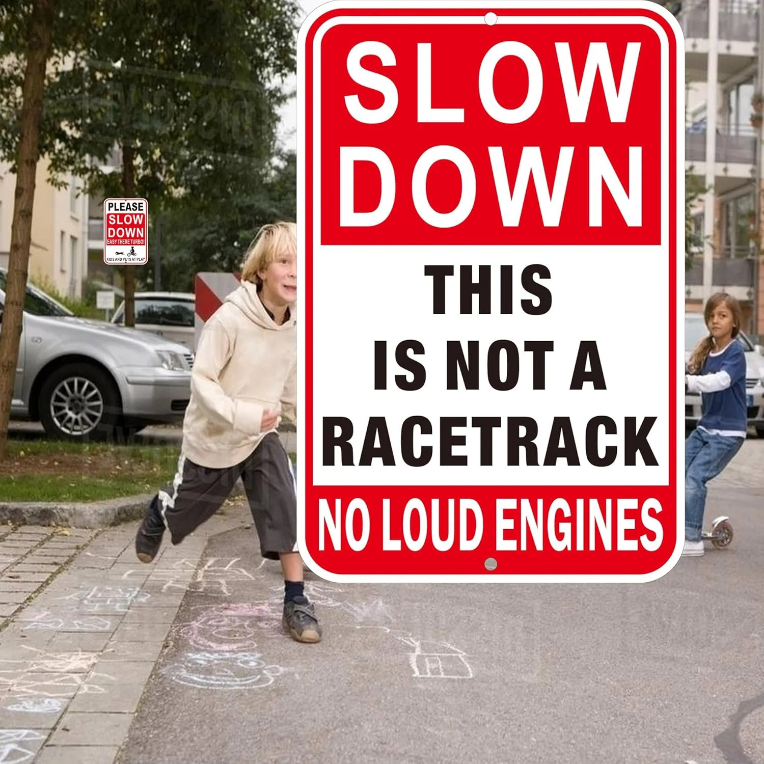 2Pack Slow Down Sign, 18&Prime;x12&Prime; Speed Bumps Ahead safety Signs, Rust Free Reflecti