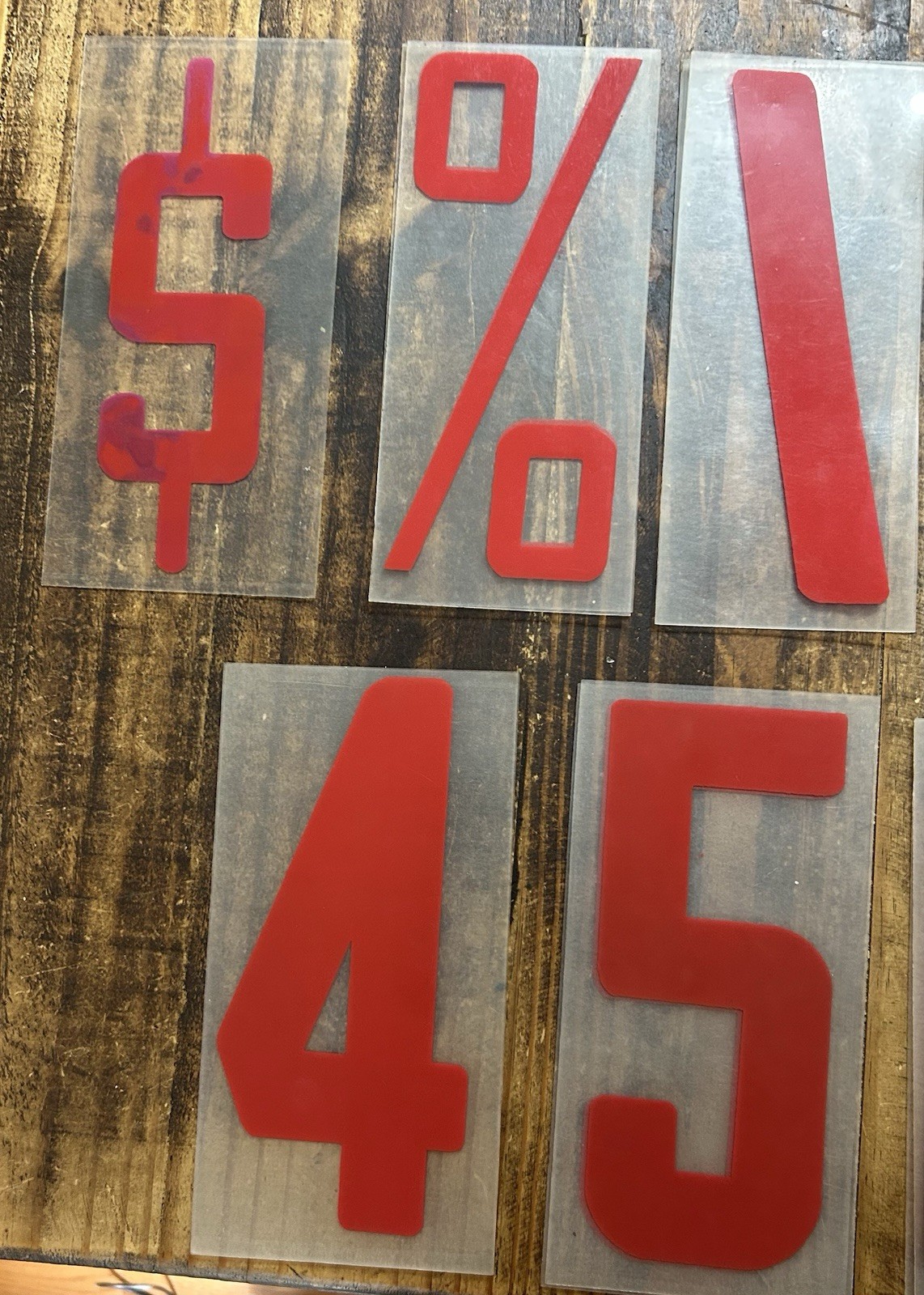 Lot of 25 Vintage Marquee Billboard Sign 9&Prime; Panels w/ 8&Prime; Red Numbers & Symbols