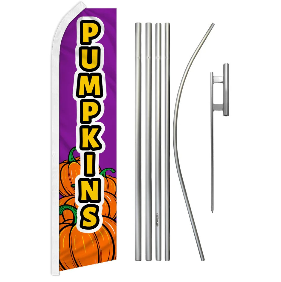 Pumpkins (Purple) Swooper Flutter Feather Advertising Flag Kit Pumpkin Farms