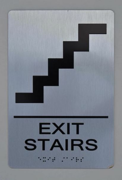 EXIT STAIRS SIGN (Aluminum, Silver, size 6×9)-REF24-1027