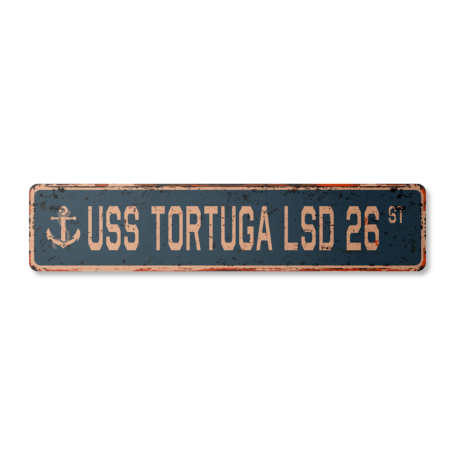 USS TORTUGA LSD 26 Vintage Street Sign us navy ship veteran sailor rustic gift