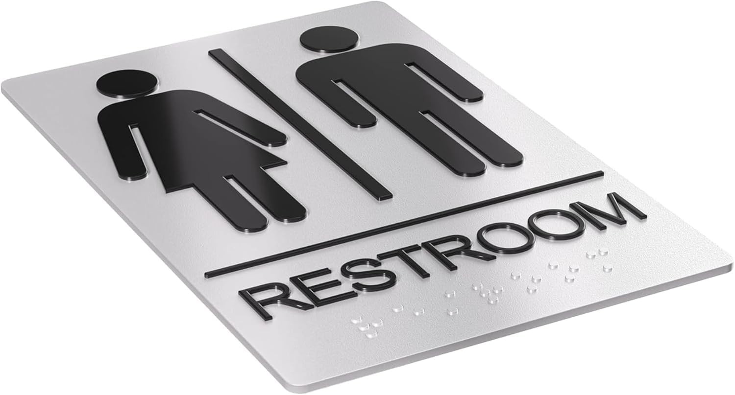 Unisex Bathroom Signs, Restroom Sign For Business – For Men and – 2 Pack – 9&Prime;…