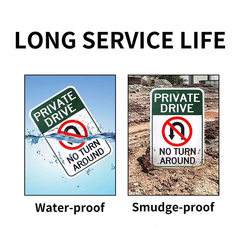 Large Private Drive, No Turn around Sign, 18&Prime;X 12&Prime; .04&Prime; Aluminum Reflective Sign