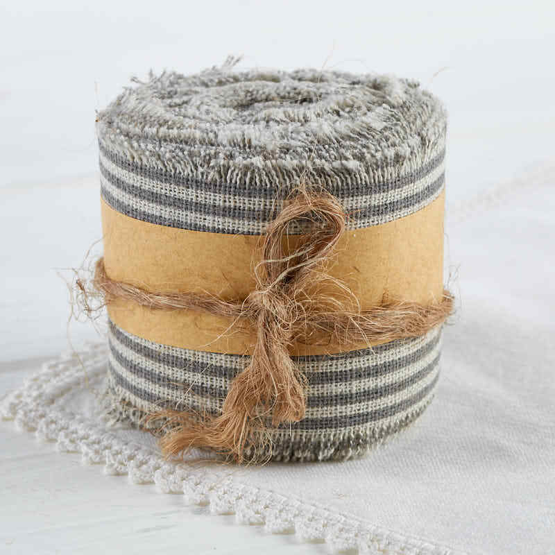 Harvest Import Inc. 10 Yards of 2 Inch Wide Charcoal and Off-White Striped