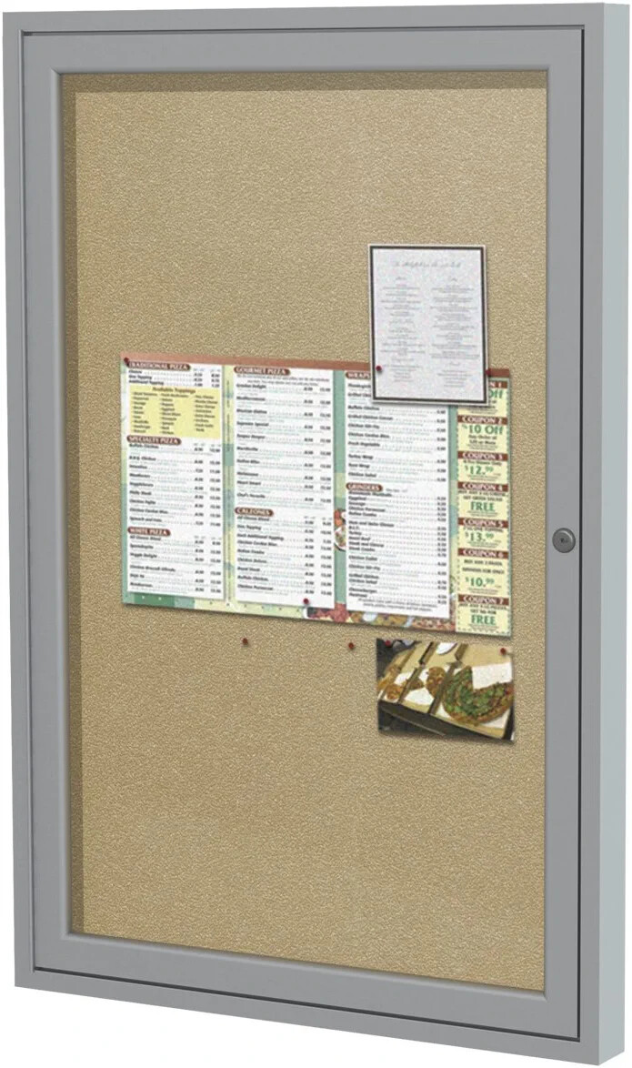 Ghent 36&Prime;x24&Prime; 1-Door Outdoor Enclosed Aluminum Bulletin Board, Shatter Resistant