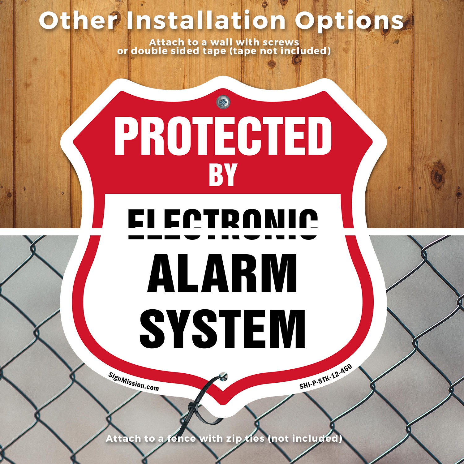 Security Alarm Shield Sign Protected By Electronic Alarm Shield Sign With Stake