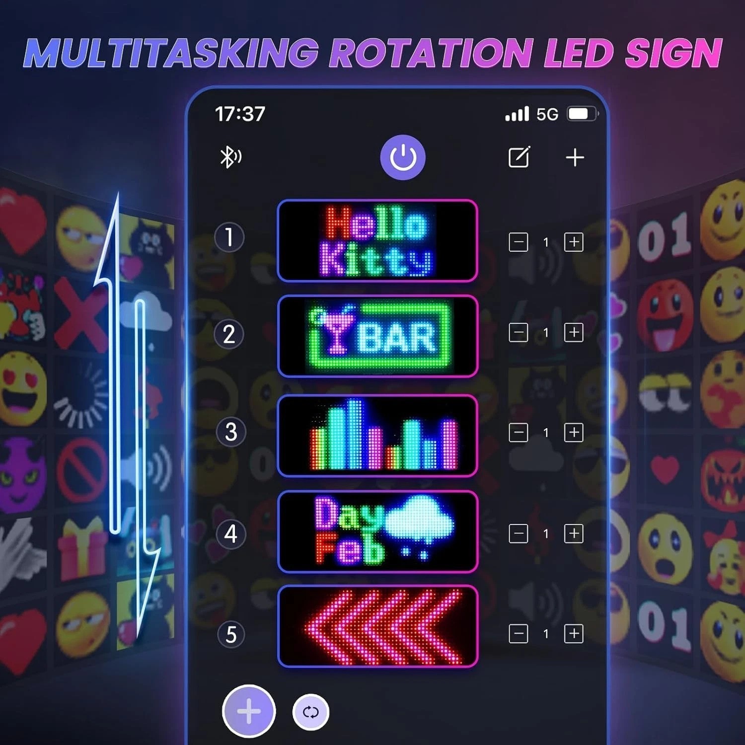 Vibrant Dual Row LED Light Sign for Cars – 10.6 »x4.7 » with APP Control