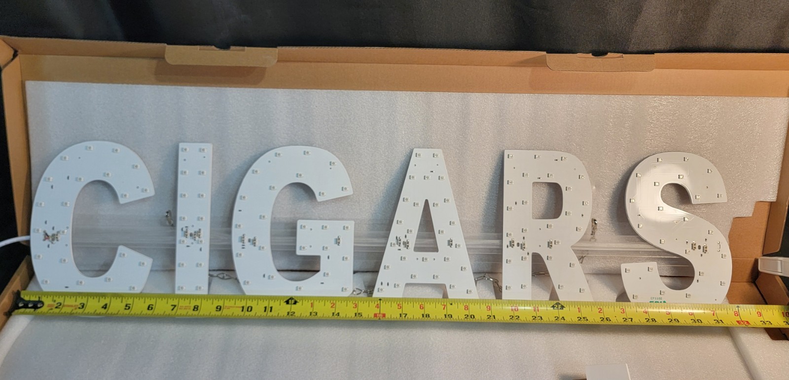 CIGARS Sign LED Light Spelled Out 32&Prime; x 8&Prime; Multi-color Settings Hang Chain Plug