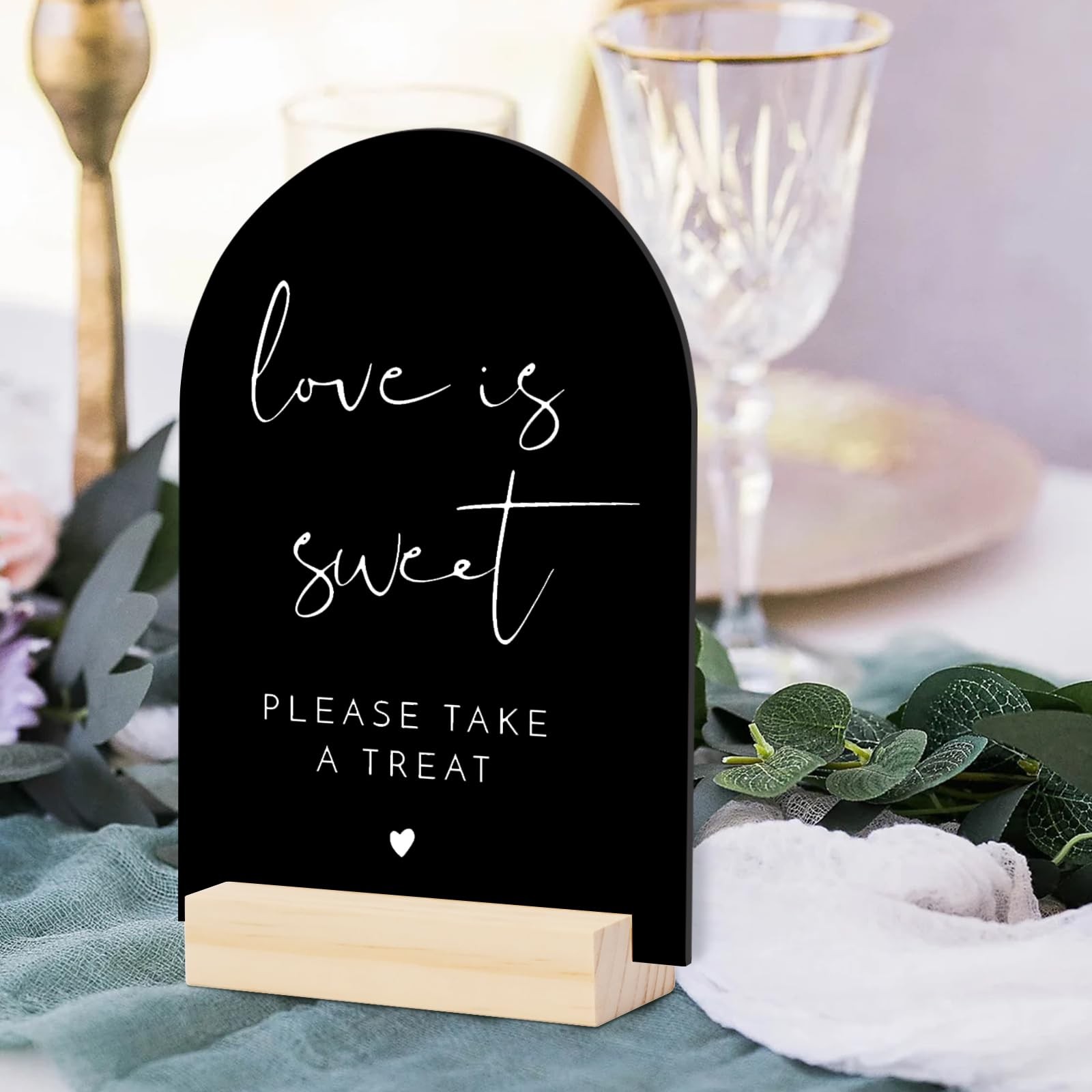 10 PCS Black Arch Acrylic Table Sign Blank Sheets Wood Stand Base 5×7 Inch