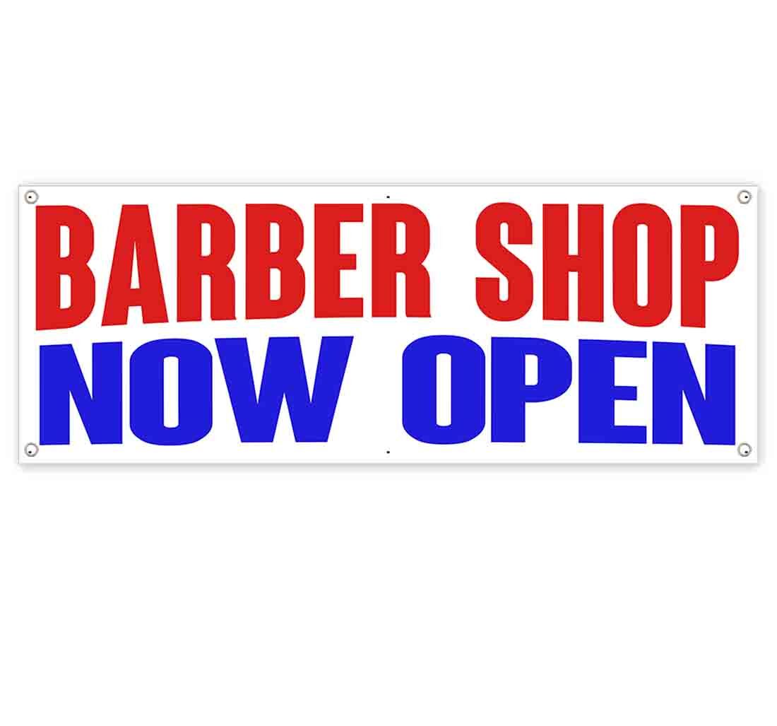 BARBERSHOP NOW OPEN CLEARANCE BANNER Advertising Vinyl Flag Sign INV