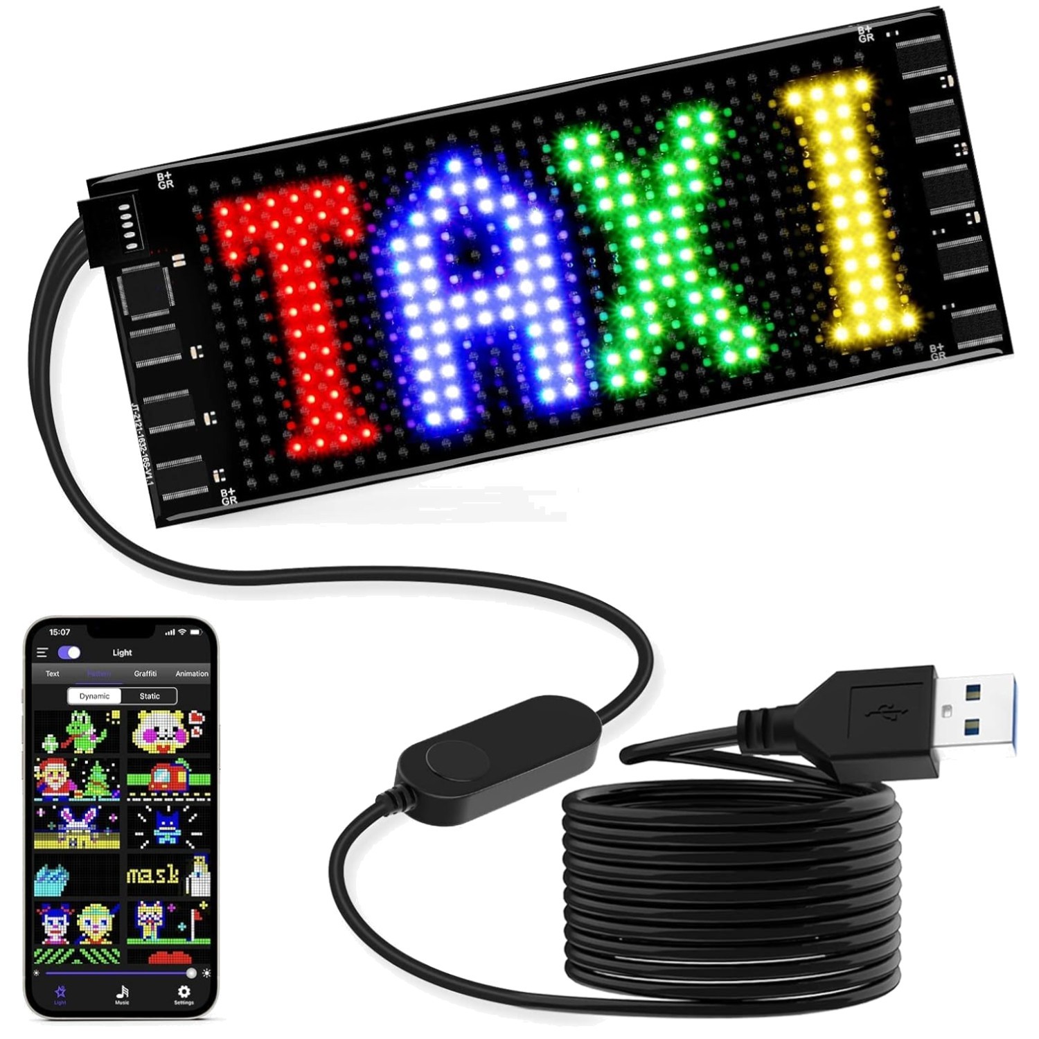 Portable LED Matrix Sign 7 »x3 » – Customizable & Easy to Use for Any Occasion