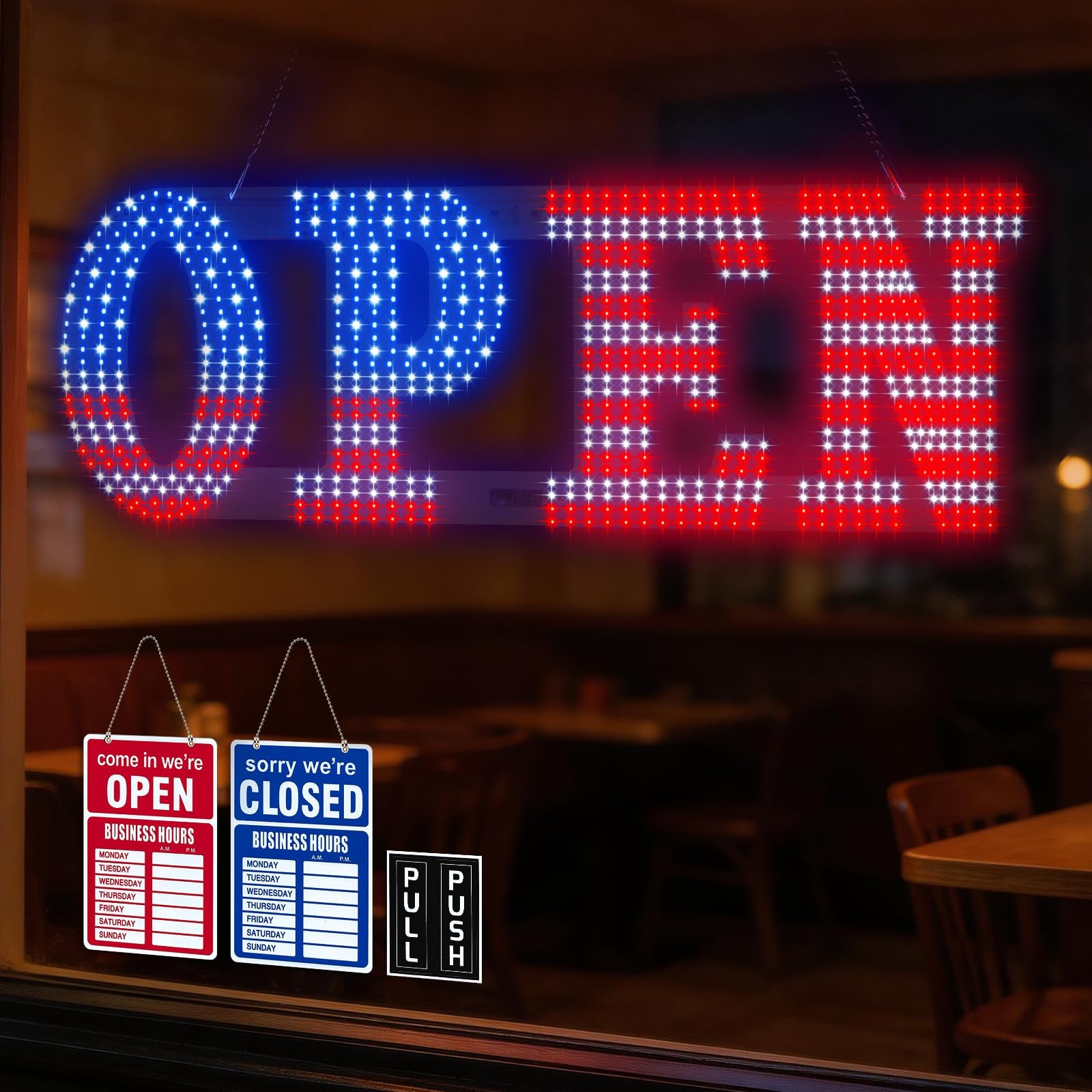 LED Open Signs for Business, 30&Prime; x 10&Prime; Large super Bright LED open Sign, Dimm…