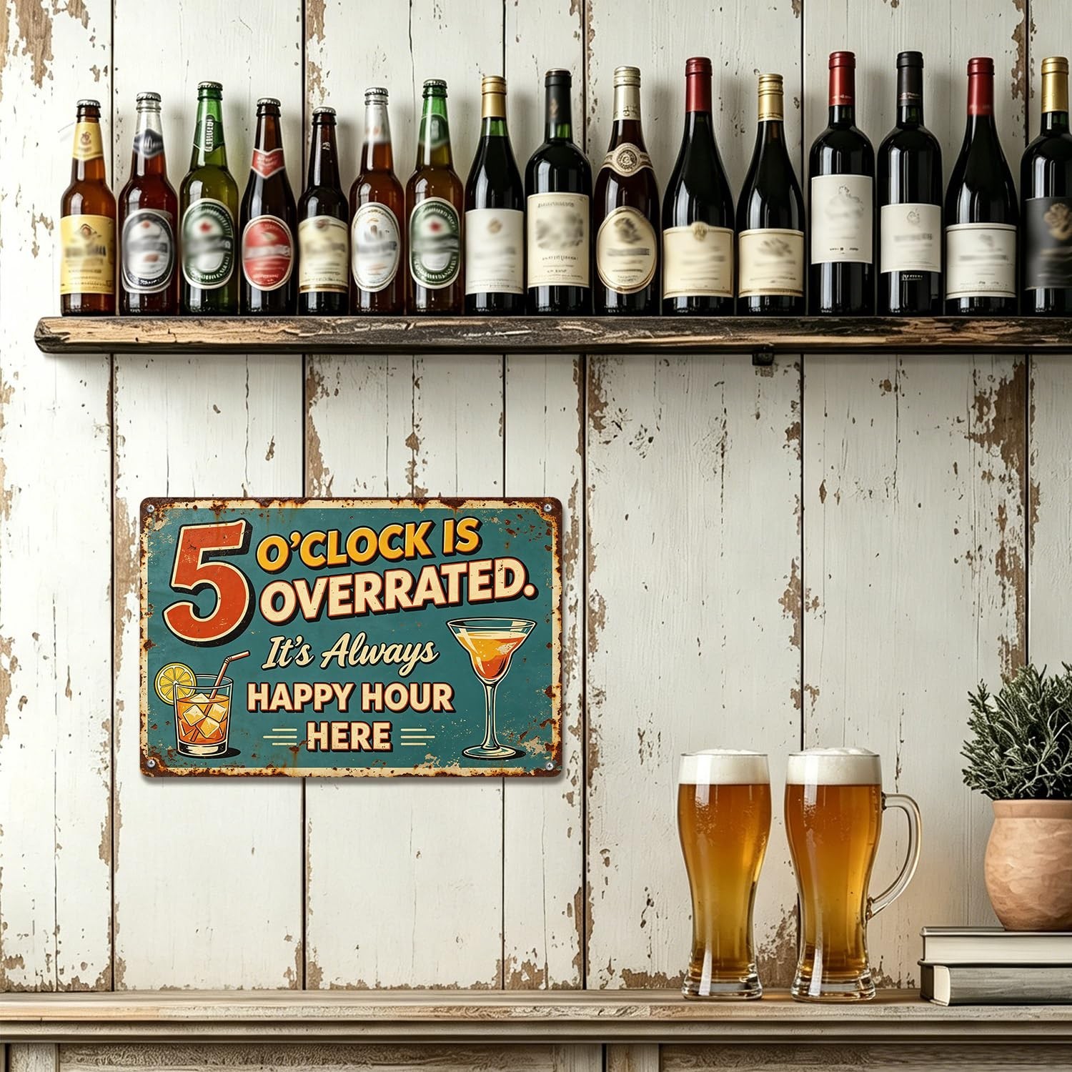 Retro Bar Aluminum Signs, It&rsquo;s Always Happy Hour Here 5 O&rsquo;clock Is Overrated,…