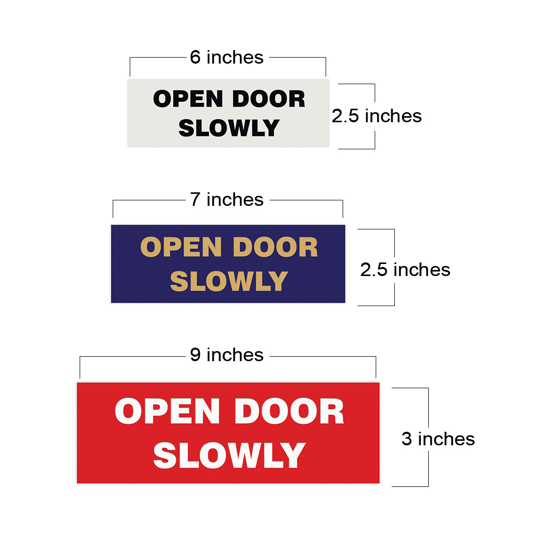 Basic OPEN DOOR SLOWLY Sign – Black / Gold (Large) 3 x 9&Prime;