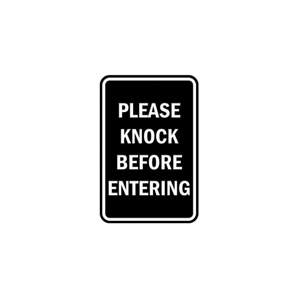 Portrait Round please knock before entering Sign (Black) – Small 4×6&Prime;