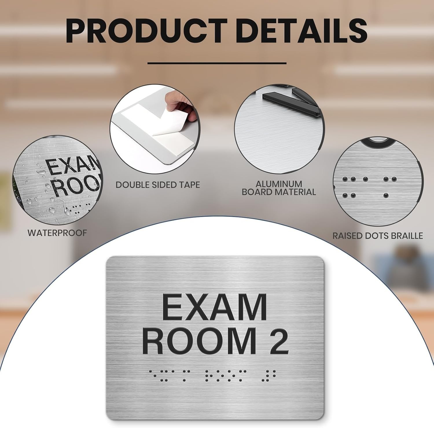 Durable Braille Door Signs for Exam Rooms – 4 Pack, Easy Wall Mount Installation