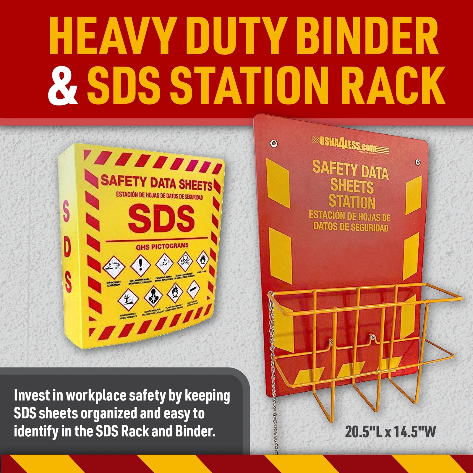 Bilingual Right to Know SDS Center Wire Rack and 3&Prime; Binder with 2020 Updated …