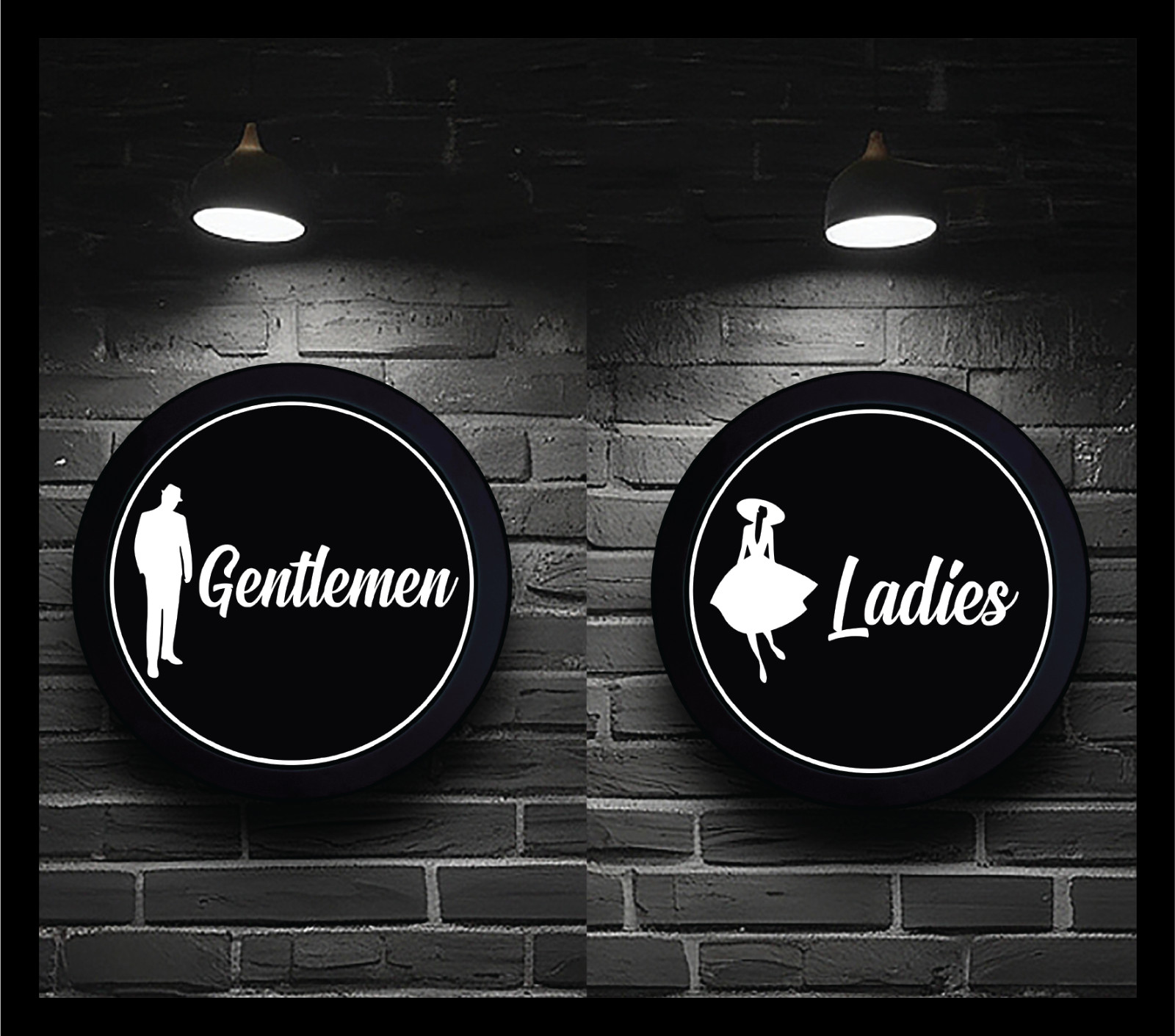 Art Deco Vintage Style Lighted Mens and Ladies Restroom Signs Theater, Bar, Cafe
