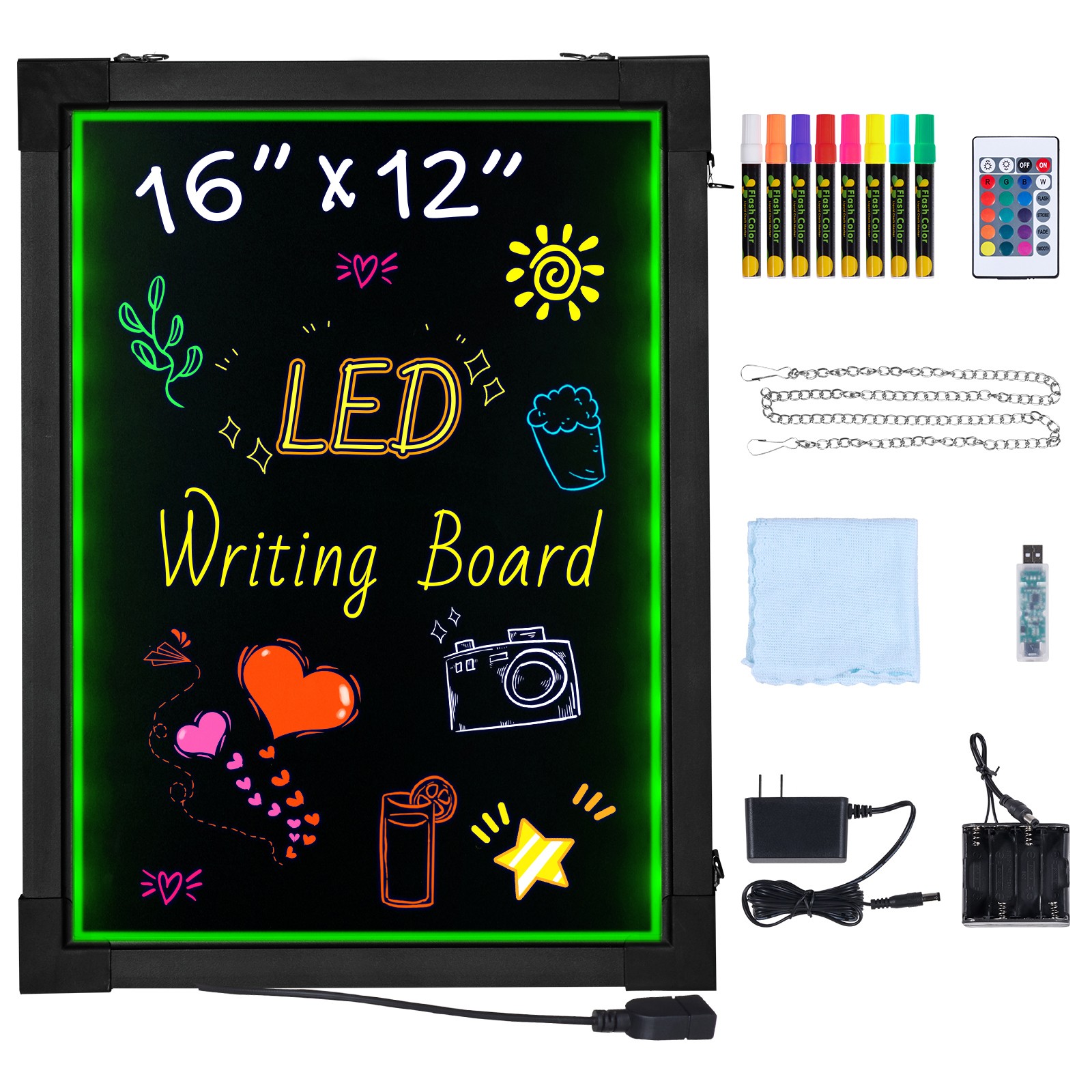 Uimoso LED Message Board 16&Prime;x12&Prime; Illuminated Erasable Chalkboard