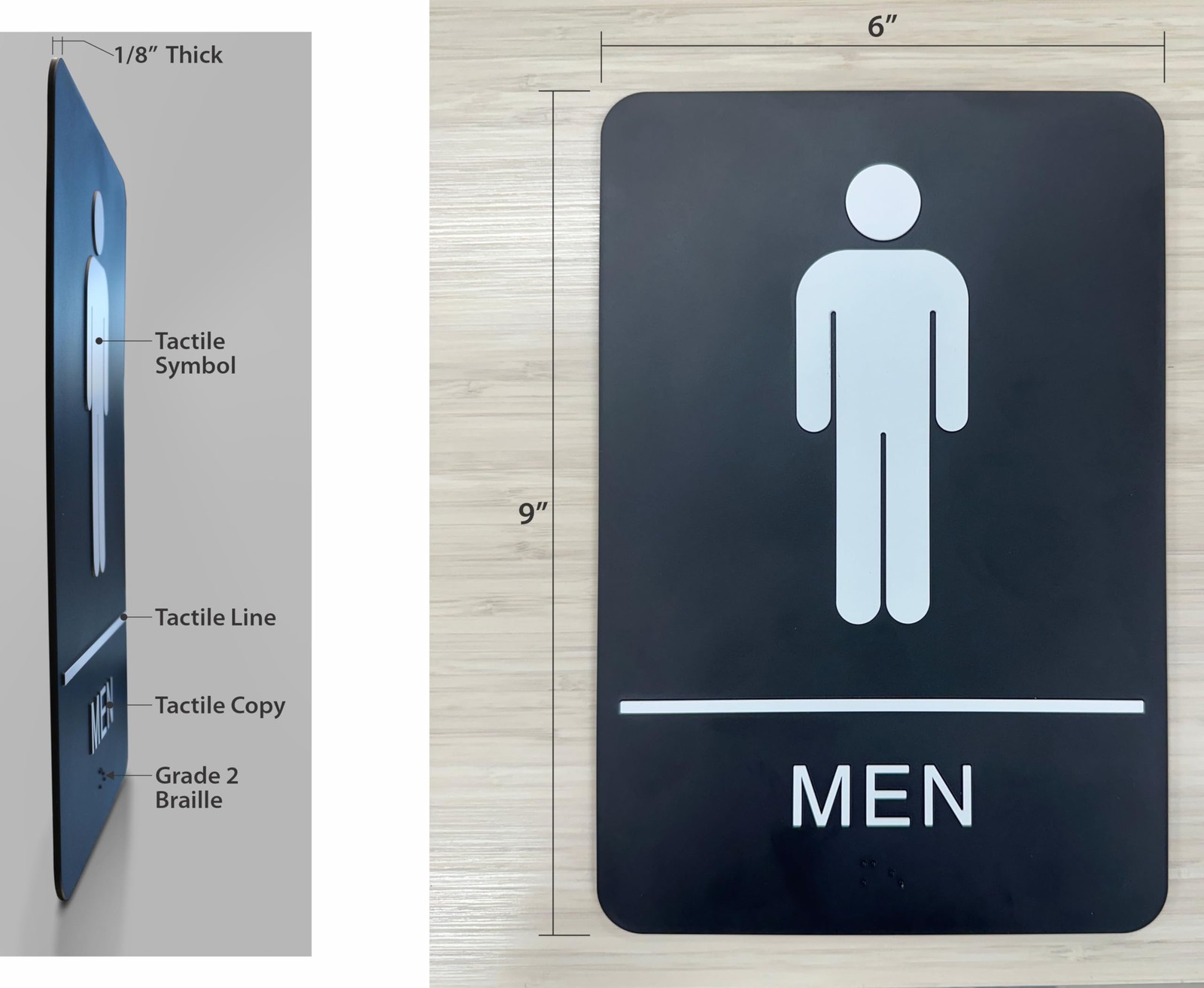 Headline Sign 9002 Mens Restroom Ada Sign Grade 2 Braille And Tactile Graphics