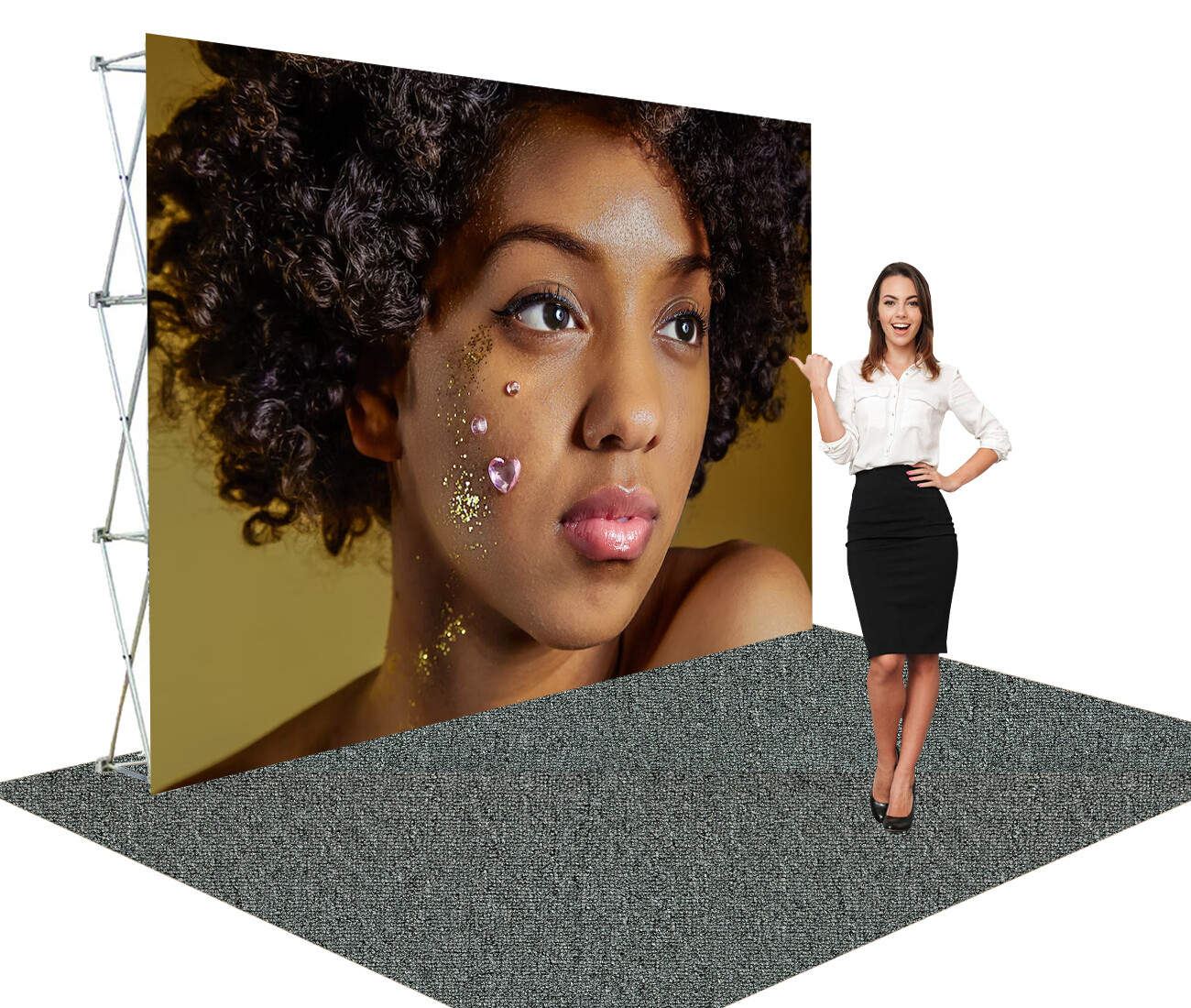 Tension Fabric Straight Pop Up Display Trade Show Backdrop Booth Frame （HW only）