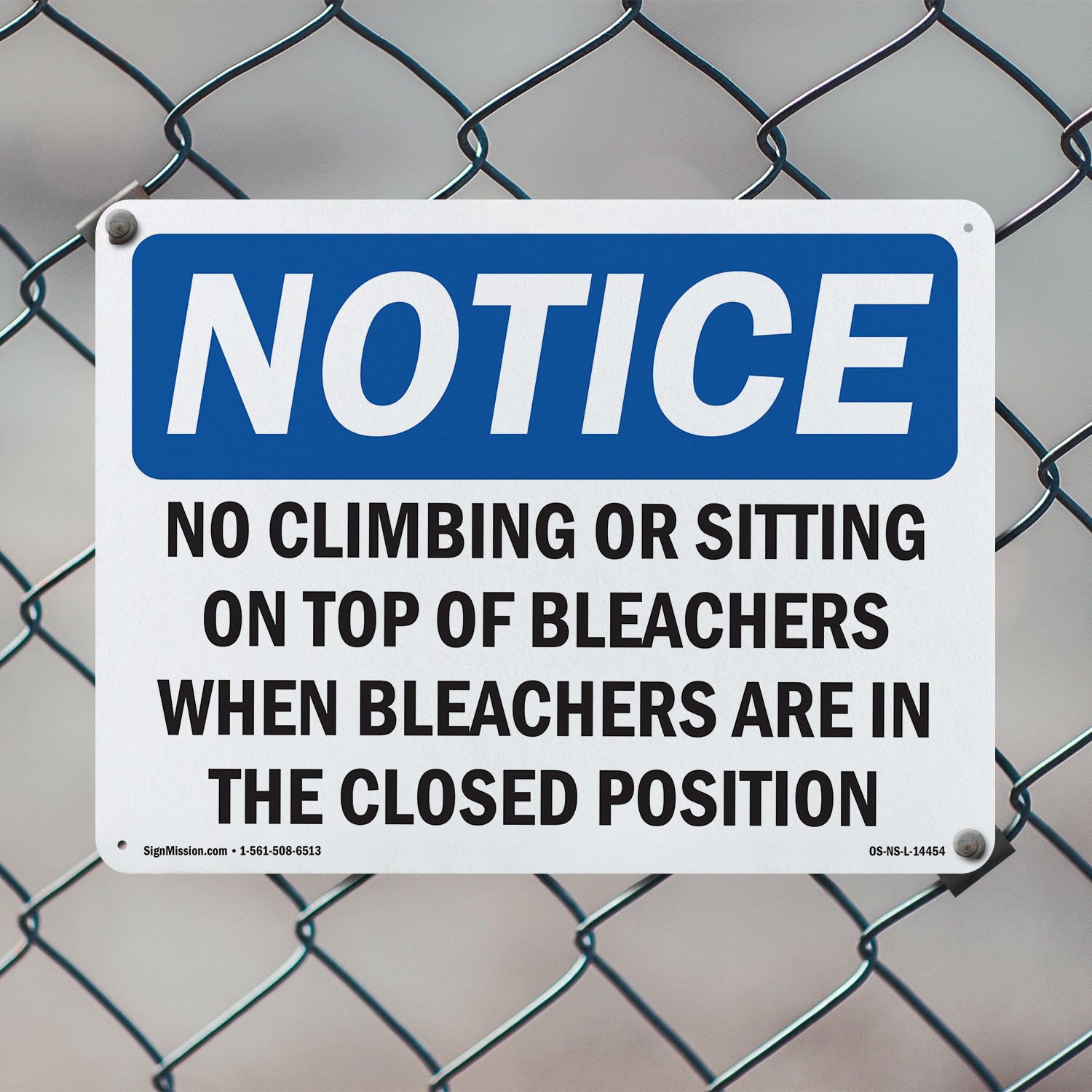 No Climbing Or Sitting On Top Of Bleachers OSHA Notice Sign, Decal 5 or 10 Pack