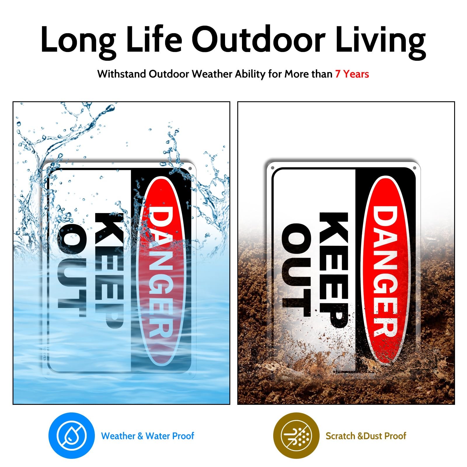 2 Pack Danger Keep Out Sign, 10&Prime;x 7&Prime; Rust Free Reflective Aluminum Metal Sign…