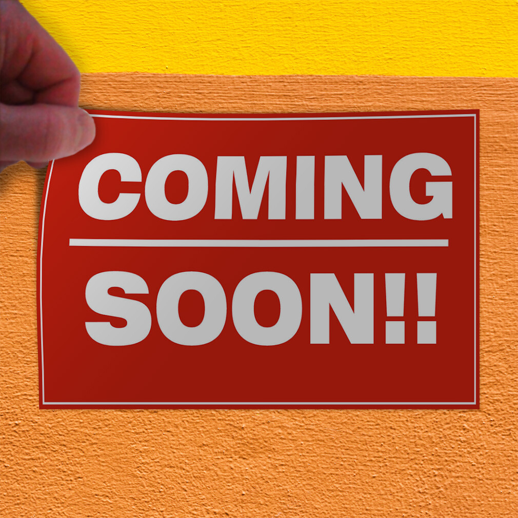 Decal Stickers Coming Soon Red Business D Vinyl Store Sign Label Business