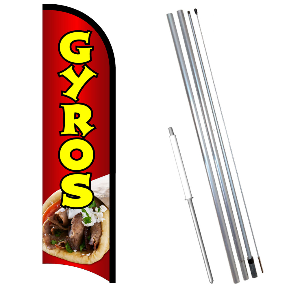GYROS Premium Windless Feather Flag Bundle (Complete Kit) OR Optional Replaceme