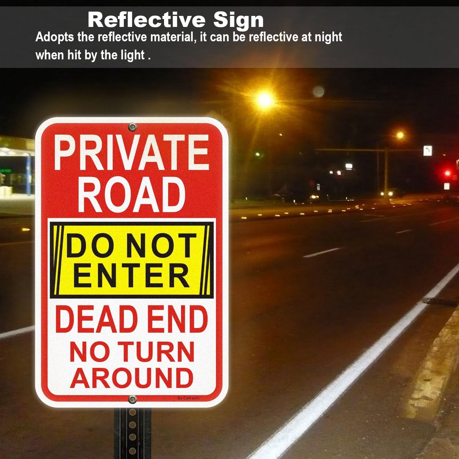 2 Pack Reflective Aluminum No Turn Around Sign, 18&Prime; x 12&Prime;, Dead End Do Not Enter