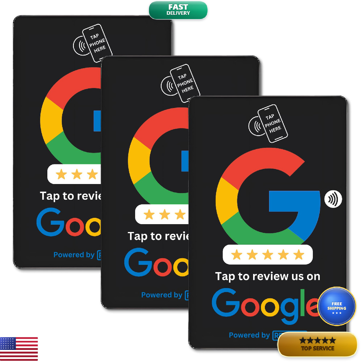 Revuzee Review Tap Card For Google 3 Pack Nfc And Custom Qr Code Sign For