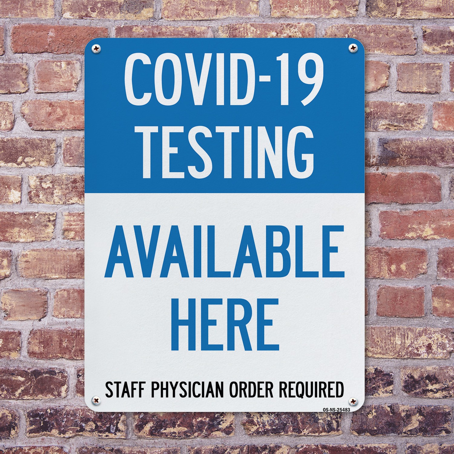 COVID-19 Testing Available Here Public Safety Sign Metal, Decal – 5 or 10 Pack