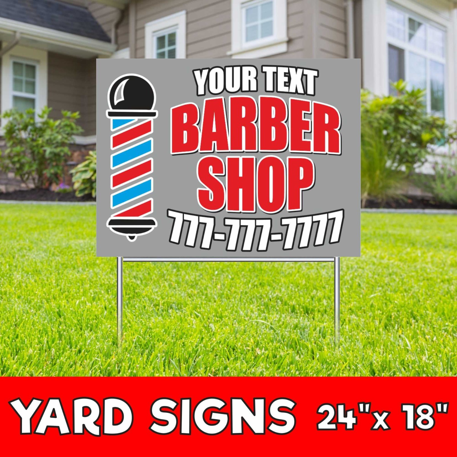 BARBER SHOP Yard Sign Corrugate Plastic H-Stakes Salon Beauty Custom Phone Text