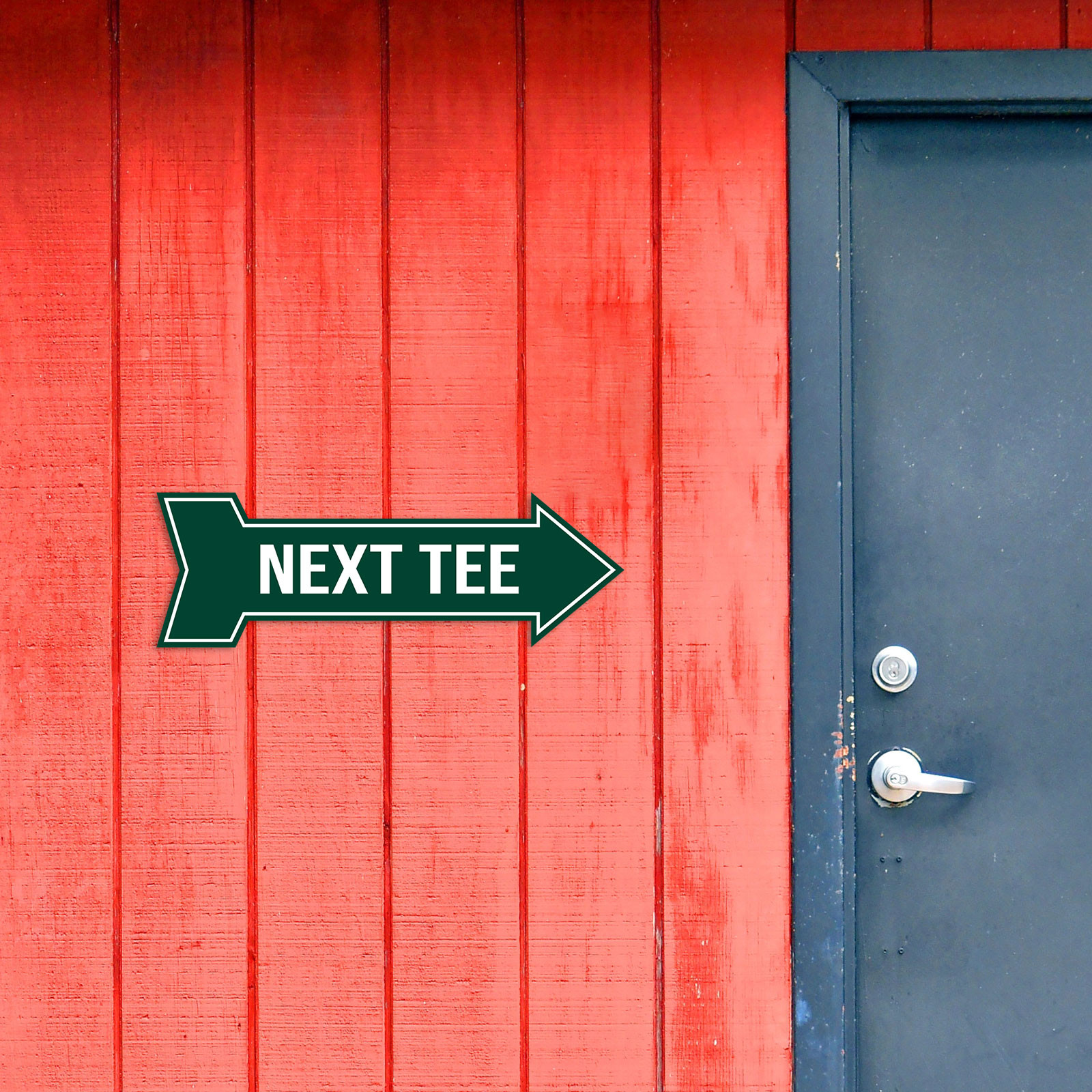 Arrow Shape Next Tee 12×4&Prime; Wall or Door Sign | Golf Signage
