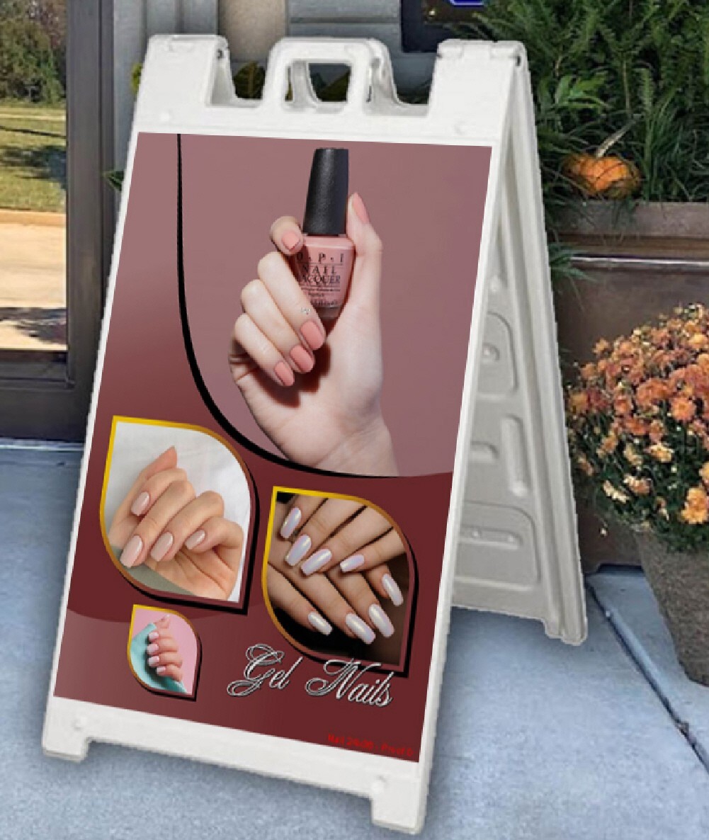 SideWalk Sign & 2 Plastic Sign Panels 24 »x36 » Custom Printed Your Text & Logos