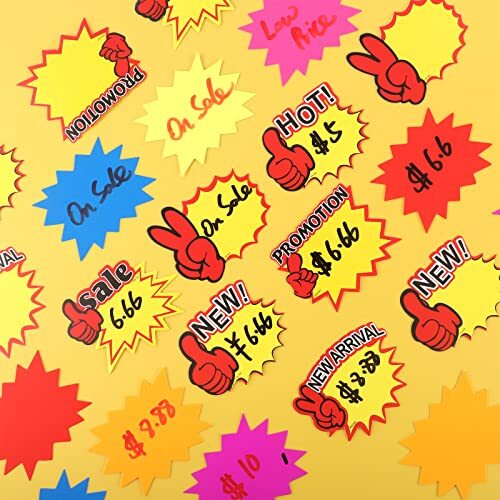 600 Pcs Burst Sign Blank Paper Price Tags for Retail Garage Market