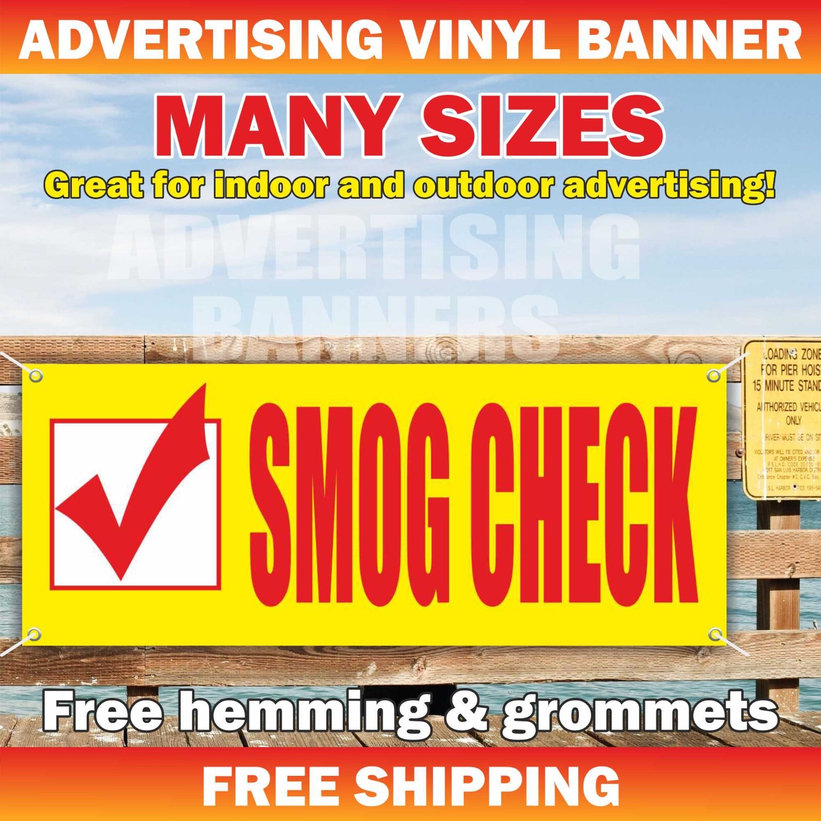 SMOG CHECK Advertising Banner Vinyl Sign auto repair service State Inspection