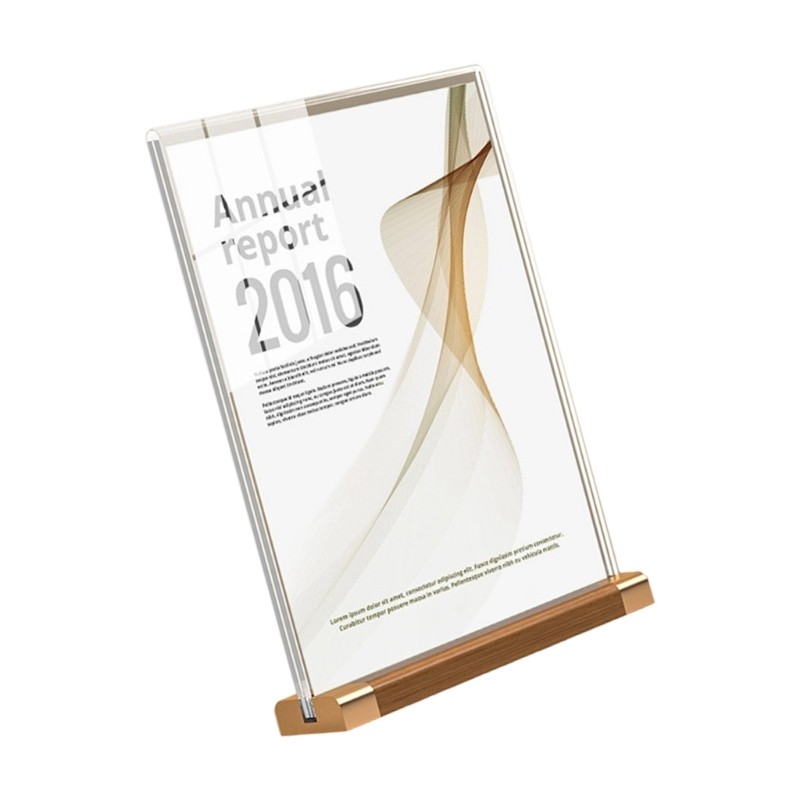 Multipurpose A 5 Acrylic Tabletop Document Holders Menu Stand With Golden Base