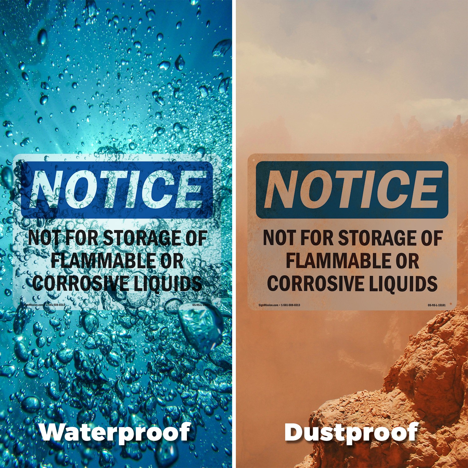 Not For Storage Of Flammable Or Corrosive Liquids OSHA Notice Sign 5/10 Pack