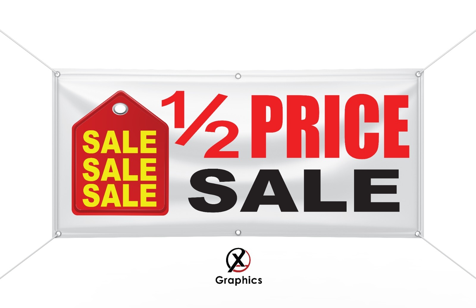1/2 Price Sale Vinyl Banner advertising Sign. Full color any size Indoor Outdoor