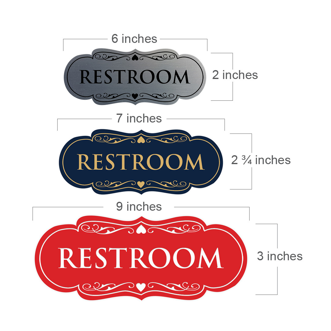 Designer Restroom Sign – Brushed Gold – Medium