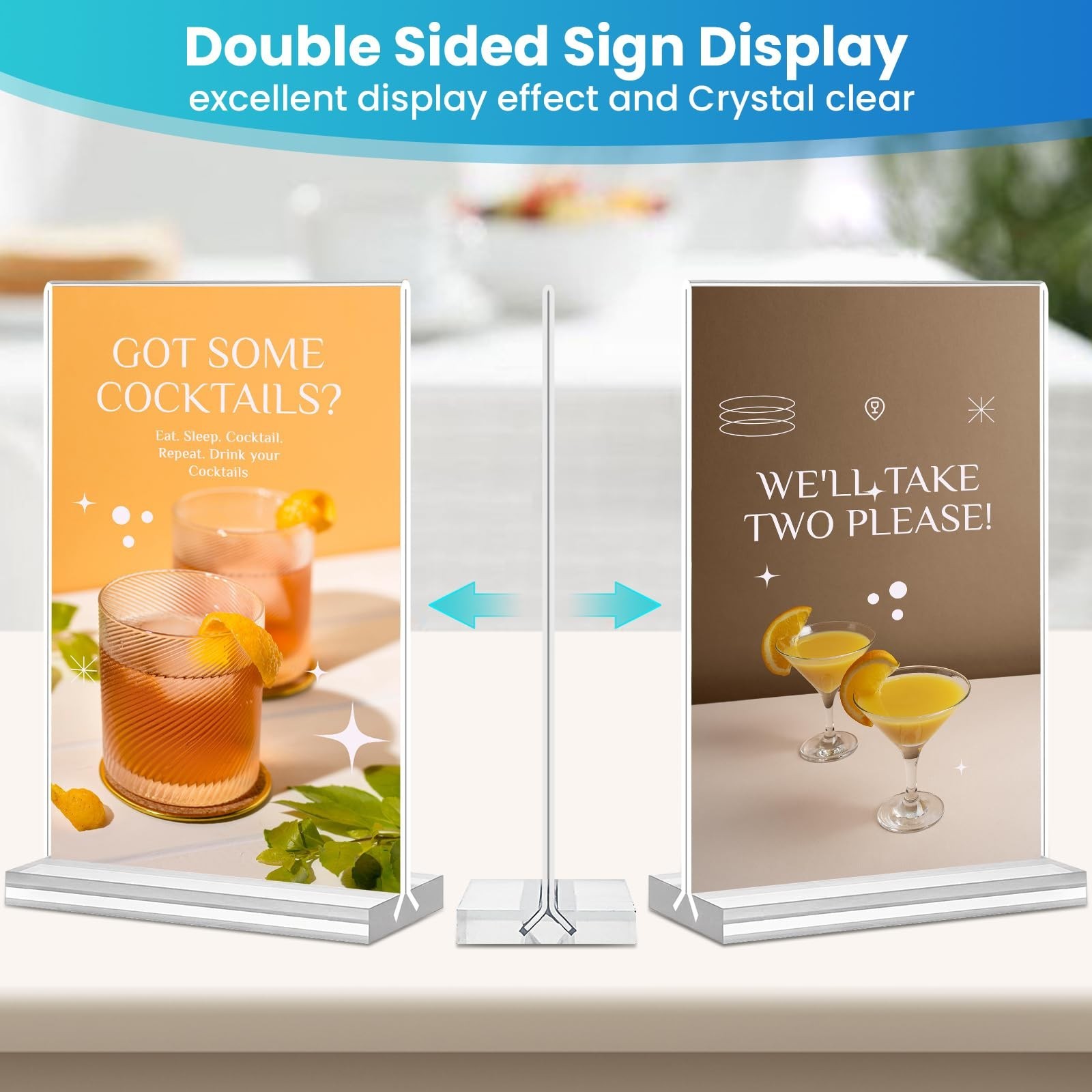 Acrylic Sign Holder 4×6, 15 Pack Clear Double Sided Menu Vertical Display Sta…