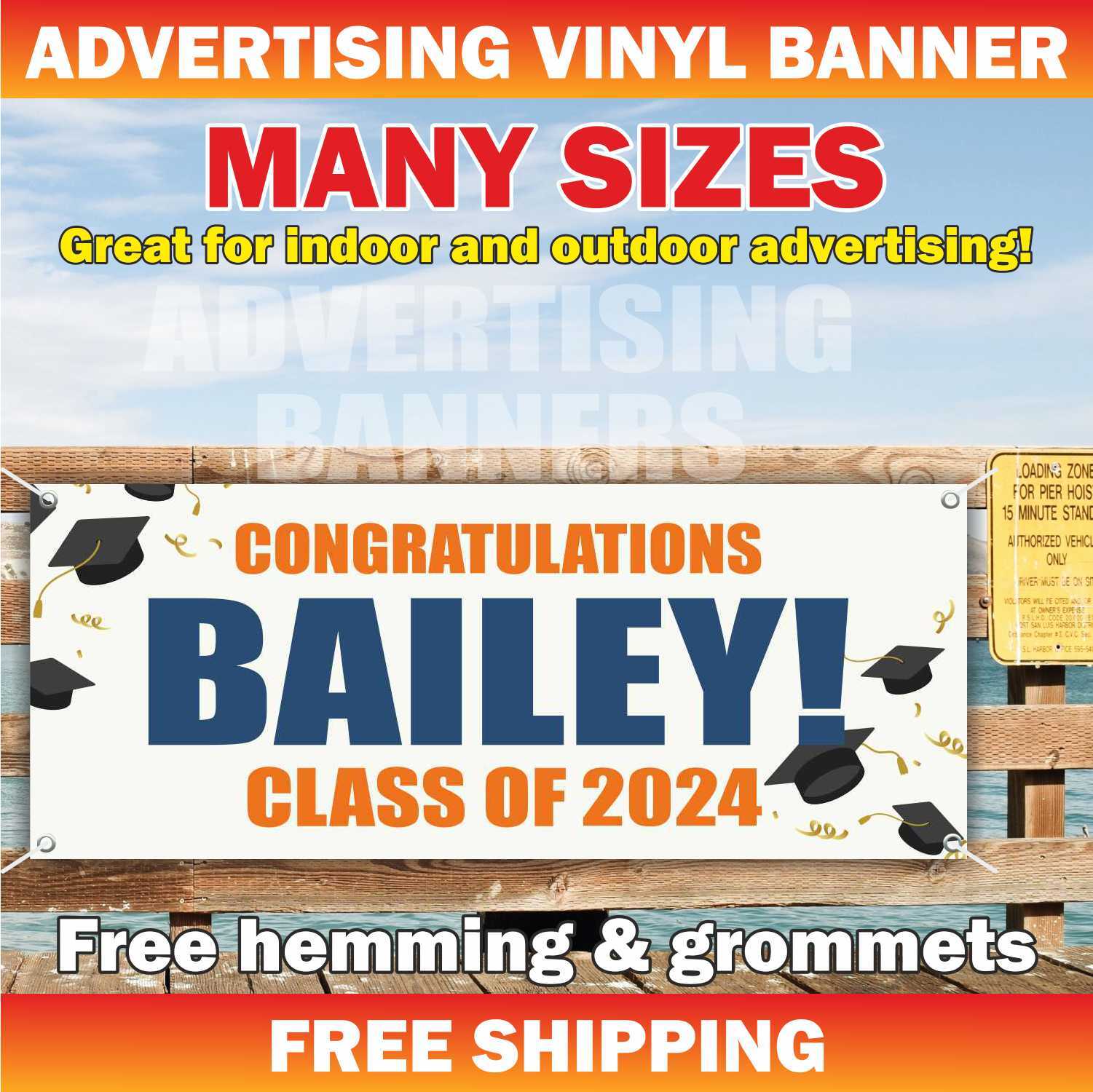 CLASS OF 2024 Advertising Banner Vinyl Mesh Sign School University Graduate