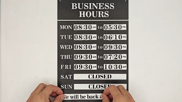 Magnetic Business Hours Sign – Double Sided Open Closed Metal Store Hours for Gl