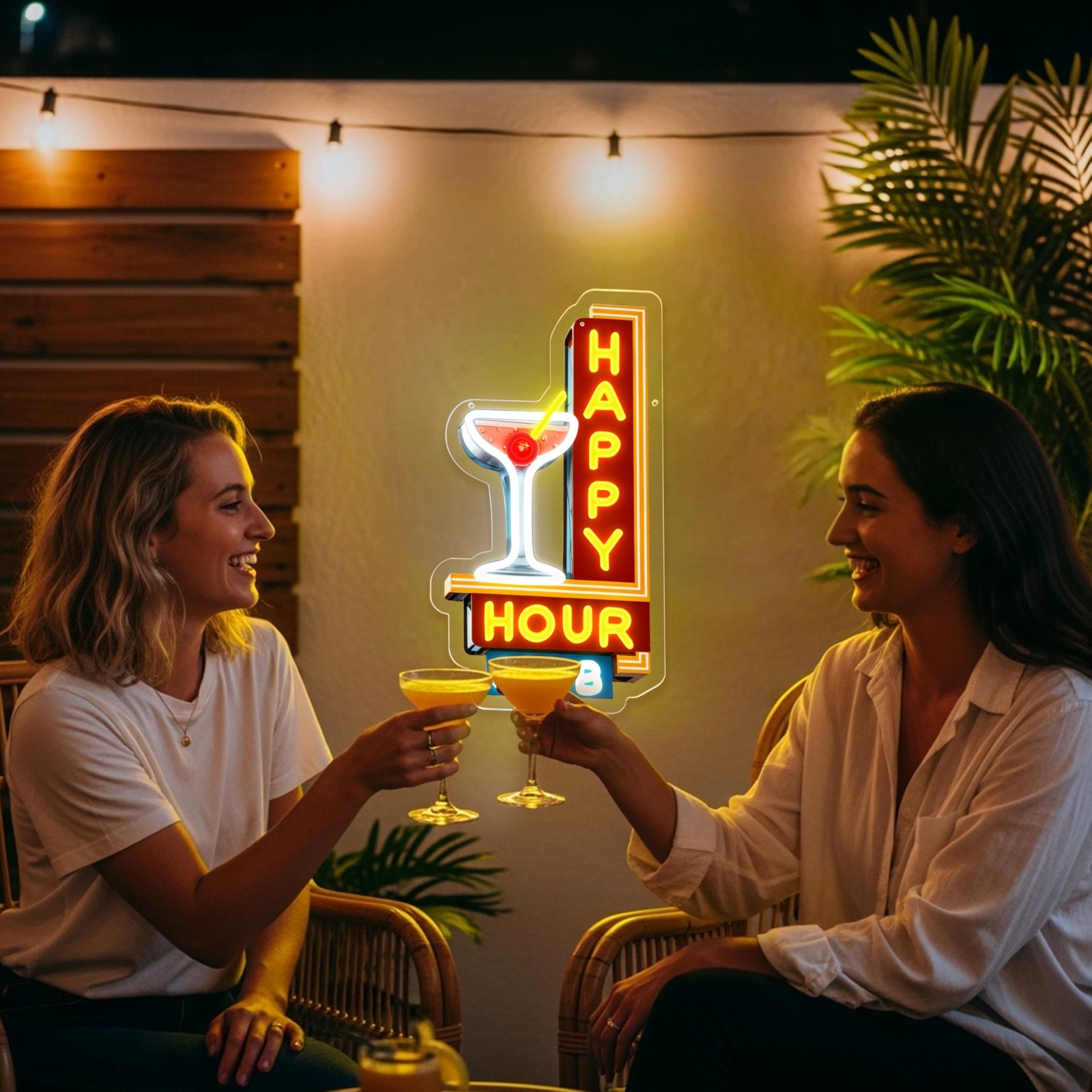 Happy Hour Neon Signs Dimmable Retro Led Happy Hour Club Neon Light for Bar C…