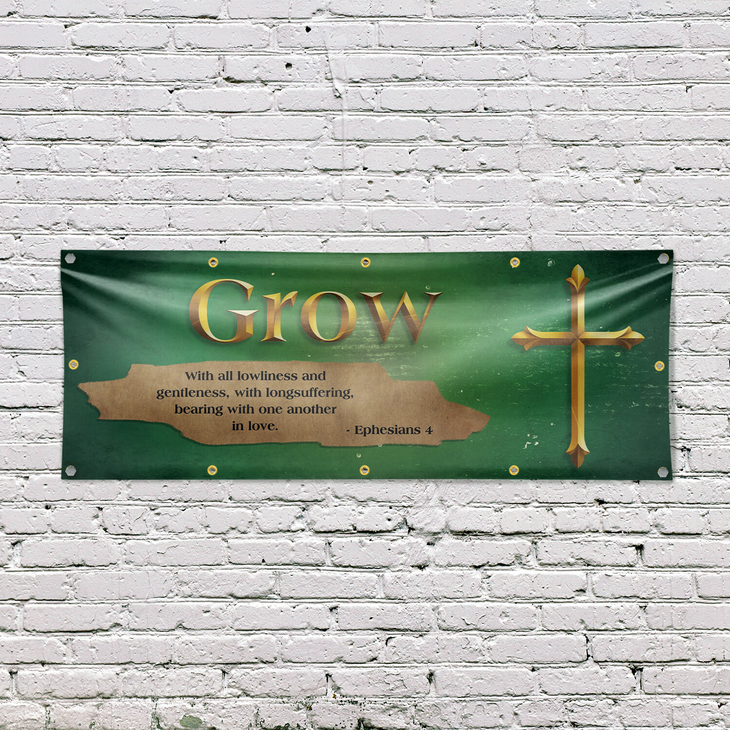 Jesus Grow 13 oz Vinyl Banner Sign with Metal Grommets Heavy-Duty Single-Sided